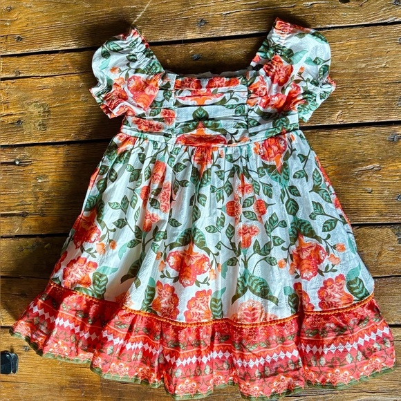 Haute Hippie Other - haute hippy Toddler Girls Cotton Cap Sleeve Sun Dress Ruched Bodice Tiered Skirt